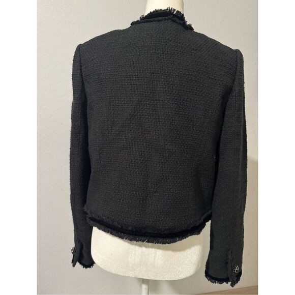 Cinq Á Sept Christic velvet trim Bouclé cotton tweed jacket 8 - Picture 12 of 16